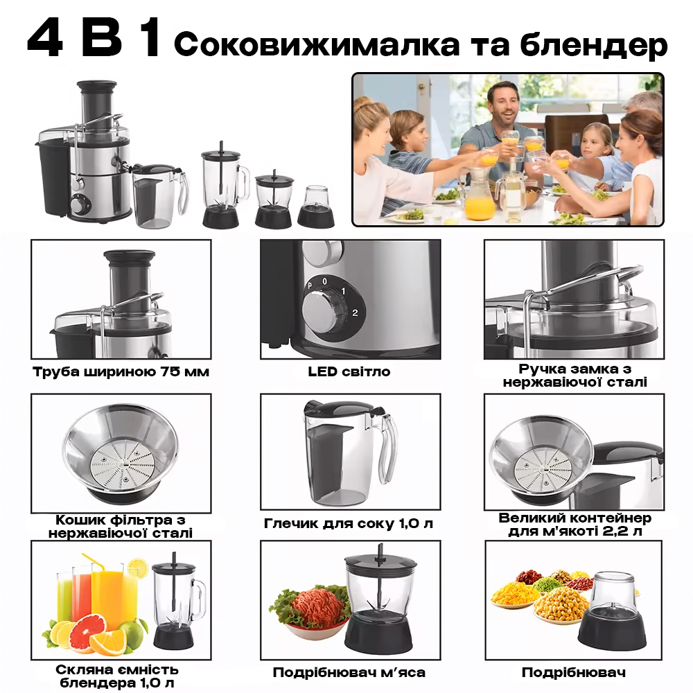 Функції соковитискача Top Kitchen TK00203
